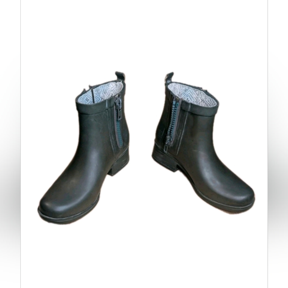 Lucky Brand Womens Rhandi Rain Rubber Boots Double Zipper Olive Green Sz US 6 M